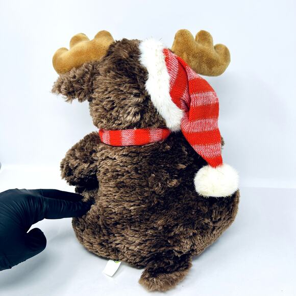 Soft Classics Christmas Moose Reindeer Plush Soft Toy 12" Brown Scarf Santa - Picture 6 of 9